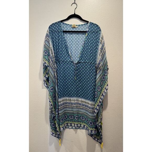 Bleu Rod Beattie Women’s Small Multi Color Swim Cover Up Sheer Tassel Vacation - Picture 1 of 11